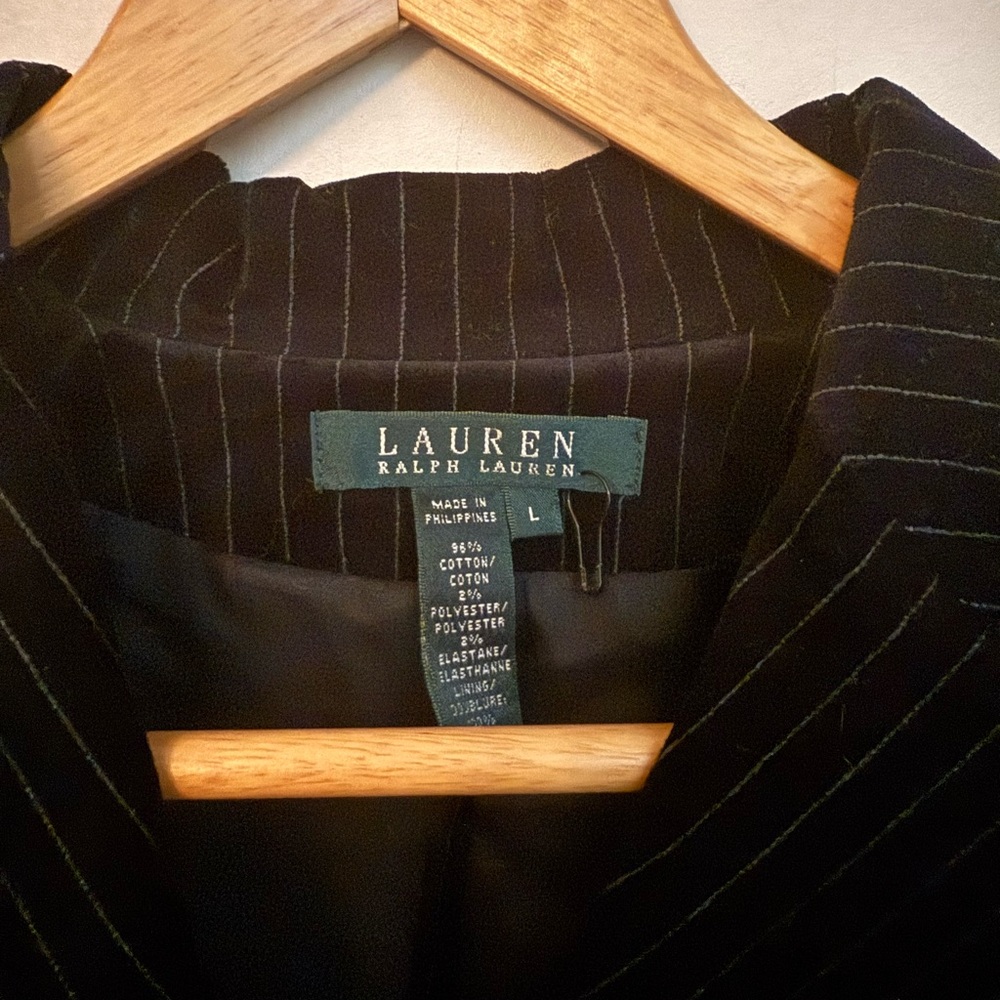 Lauren Ralph Lauren Women's Black Pinstripe Velvet Blazer - Picture 2 of 4
